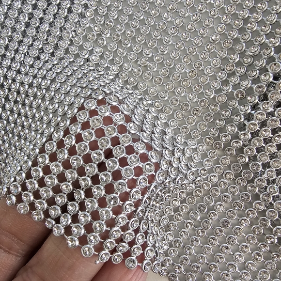 Silver Crystal Chain Tank Top Glitter Metal Mesh top - Picture 6 of 10